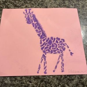 Purple Giraffe Oil Pastel